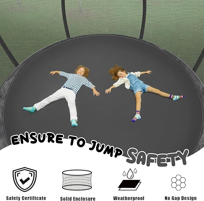 Trampoline 12FT 14FT 15FT 16FT for Kids/Adults - Outdoor Recreational with Enclosure Net Curved