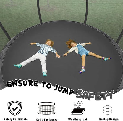 Trampoline 12FT 14FT 15FT 16FT for Kids/Adults - Outdoor Recreational with Enclosure Net Curved