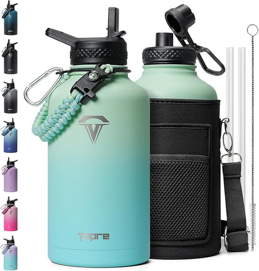 Insulated Water Bottle 64oz,Half Gallon Water Flask Stainless Steel Vacuum, Cold for 48