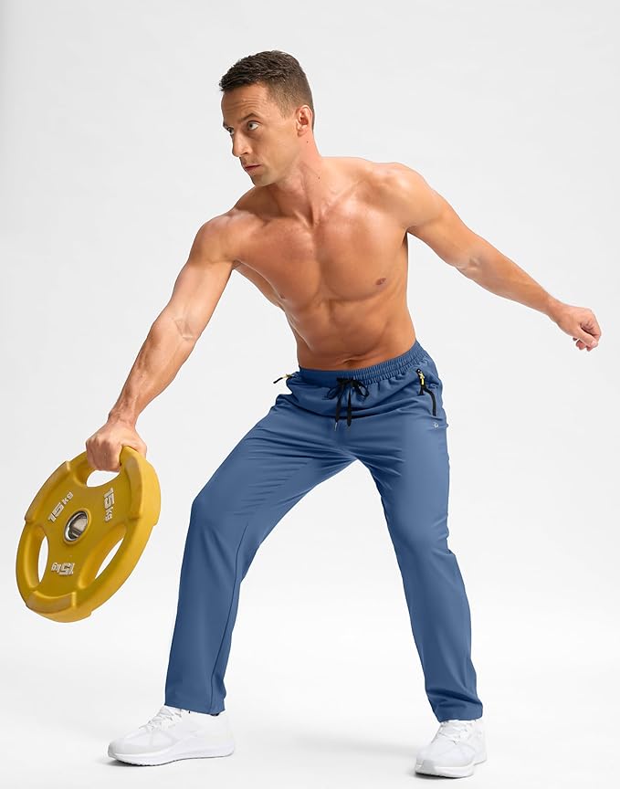 Pudolla Men's Lightweight Hiking Pants Quick-Dry Outdoor Sweatpants with Zipper Pockets for Casual