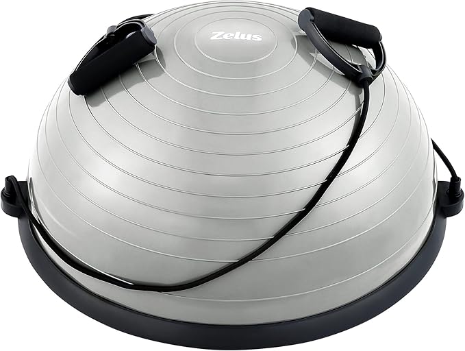 ZELUS Balance Ball Trainer with Resistance Bands and Foot Pump, Inflatable Yoga Ball for Home Gym