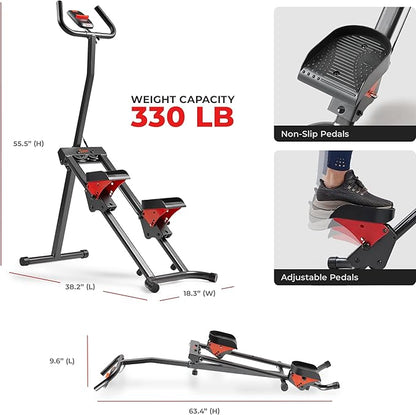 Sunny Health & Fitness Stair Stepper w/Handlebar, Extended Step Range Climber Machine for Legs
