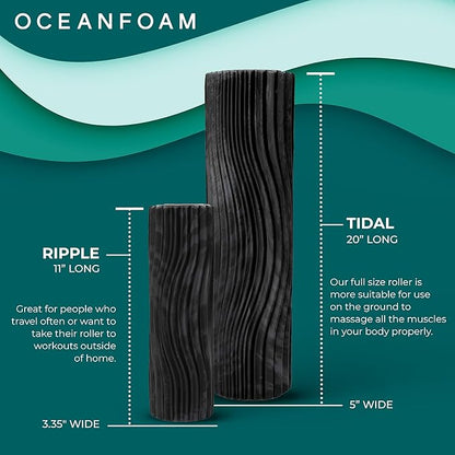 Oceanfoam Tidal Roller - Black & Charcoal Marbled - Muscle Massage Foam Roller for Back Pain &