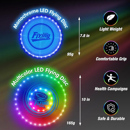 2 Pack Light up Flying Discs for Kids, Rechargeable Disc with 45 LEDs, 14 Lighting Modes(10") &