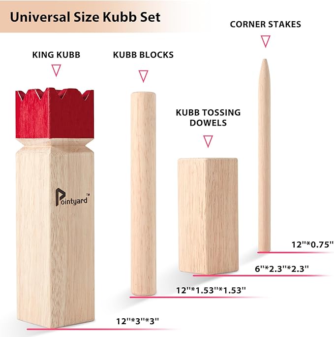Pointyard Kubb Yard Game Set, Kubb Game Set with Carrying Bag - Wooden Toss Game Set for Outdoor