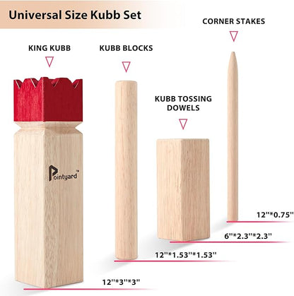 Pointyard Kubb Yard Game Set, Kubb Game Set with Carrying Bag - Wooden Toss Game Set for Outdoor
