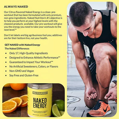 NAKED Citrus Energy - Citrus Flavored Clean Pre Workout Supplement for Men and Women, Vegan