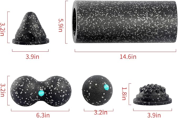 5-in-1 Foam Roller Set for Muscle Recovery ??Includes Yoga Roller, Massage Ball, Peanut Ball, Cone