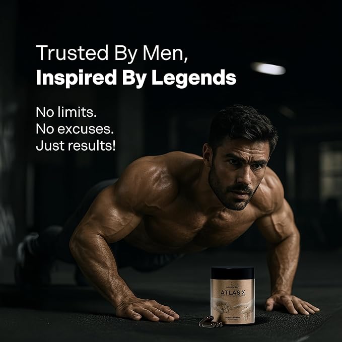 ATLAS X 10-in-1 Masculinity Maximiser Supplement for Men - Energy, Strength & Vitality Capsules