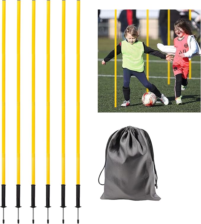 6 Pcs 5FT Agility Training Poles for Soccer,Basketball,Football,Dog,Horse Training-Adjustable Speed