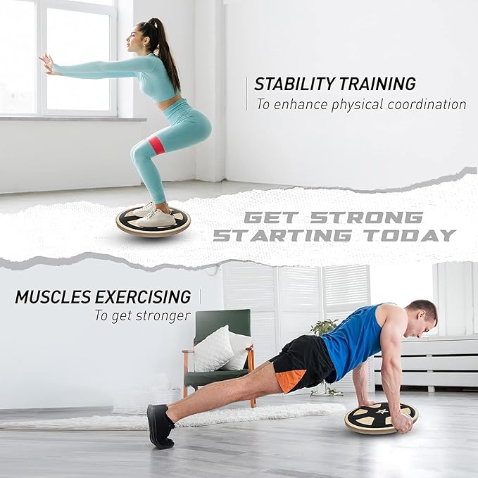 Yes4All Versatile Wooden Wobble Balance Board, Balance Trainer for Mobility Training, Standing