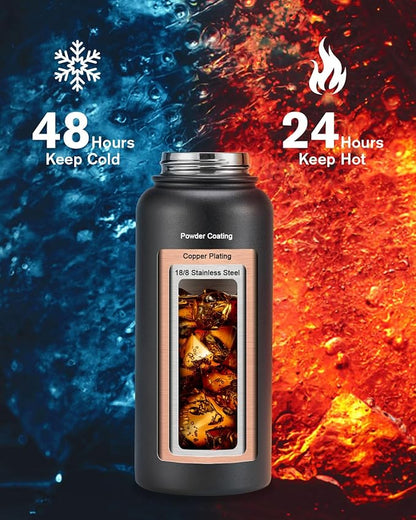 32oz Insulated Water Bottle,Stainless Steel Vacuum Water Bottle, BPA-Free & Leakproof -with