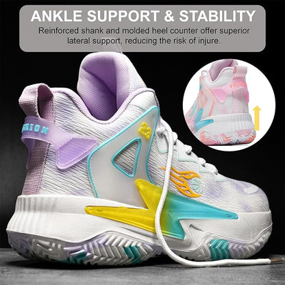Moodeng Womens Basketball Shoes Breathable Non Slip Sports Shoes Fashion Running Sneakers