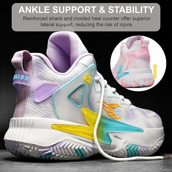 Moodeng Womens Basketball Shoes Breathable Non Slip Sports Shoes Fashion Running Sneakers