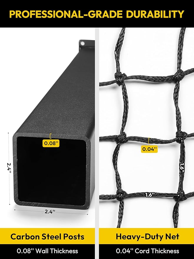 A11N SPORTS Pro-Grade In-Ground Pickleball Net System with Heavy-Duty Carbon Steel Posts