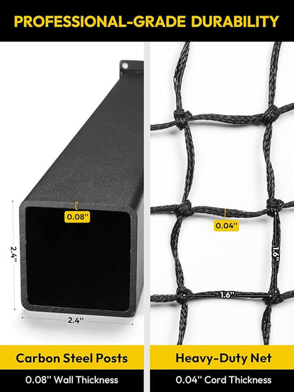 A11N SPORTS Pro-Grade In-Ground Pickleball Net System with Heavy-Duty Carbon Steel Posts