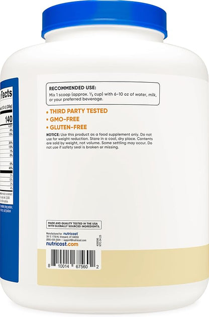 Nutricost Grass-Fed Whey Protein Concentrate (Vanilla) 5LBS - Undenatured, Non-GMO, Gluten Free