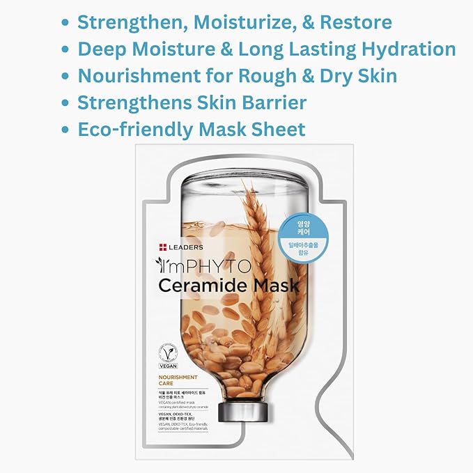 I'MPHYTO Leaders Facial Mask 10 Sheet Ceramide Vegan Mask | Deep Nourishing & Skin Barrier