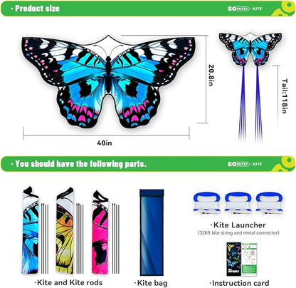 Butterflys for Kids, Beautiful Kite Easy to Fly for Beginners with 328 ft Line & Line Winder