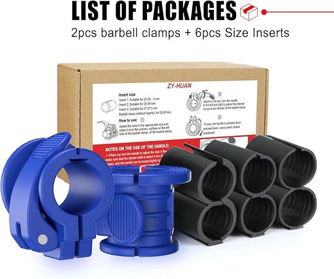 Barbell Clips 1 Inch Quick Release Weight Clamps 0.9-1.18inch Multi-Size Adjustable Olympic Clamps