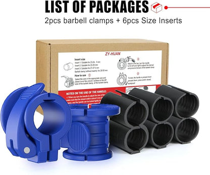 Barbell Clips 1 Inch Quick Release Weight Clamps 0.9-1.18inch Multi-Size Adjustable Olympic Clamps