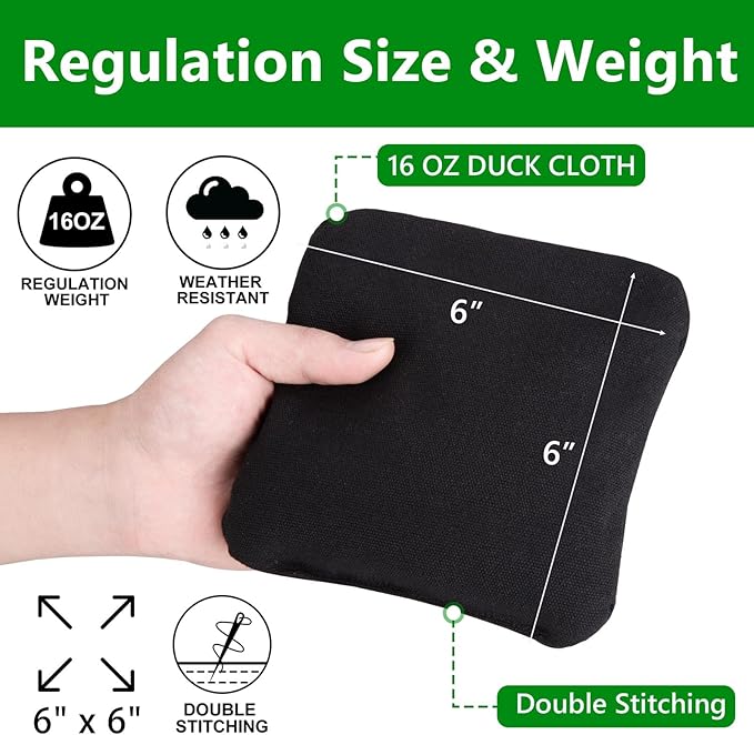 EunHo Cornhole Bags Set of 8 Regulation Size & Weight Corn Hole Bean Bags Official Professional All