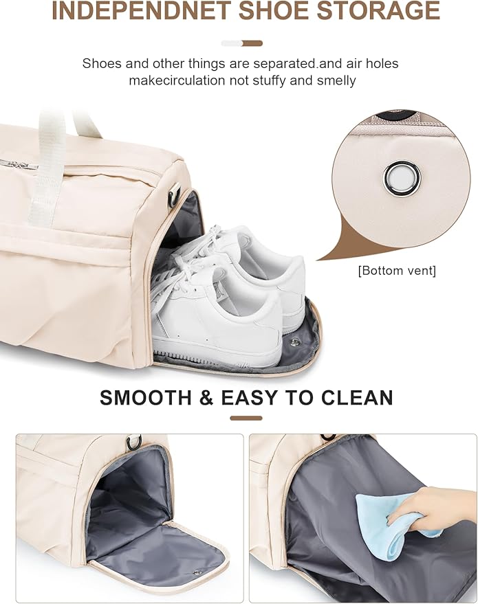 Gym Bag for Women Men with Shoe Compartment, Sport Duffel Bag, Waterproof Travel Weekender