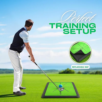 Golf Hitting Mat with Dual-Turf & Swing Feedback, Portable Golf Practice Mat with Anti-Slip Base
