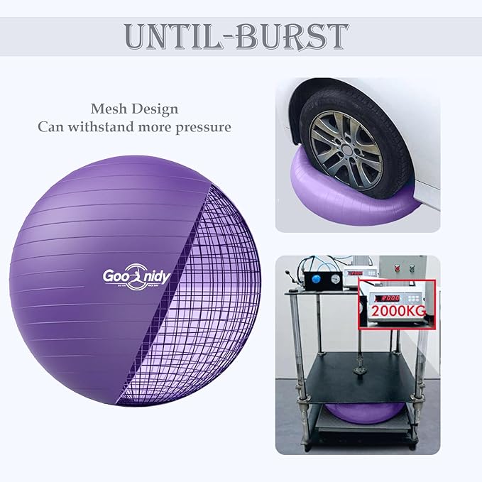 Soft Exercise ball, Anti-Burst Yoga Ball Chair Supports 2200lbs, Workout Equipment w/ Pump for