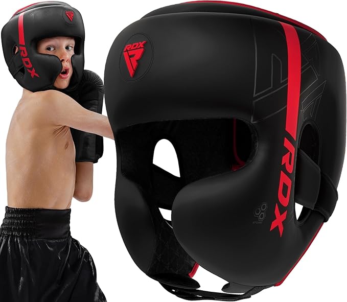 RDX Kids Boxing Headgear, MMA Training, Adjustable Padded Kara Muay Thai Juniors Head Gear
