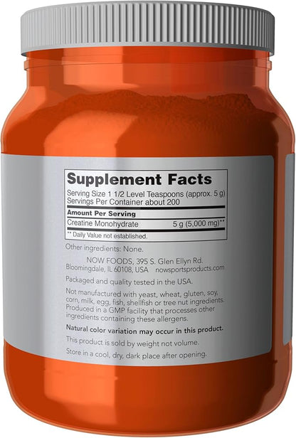 NOW Foods Sports Nutrition, Creatine Monohydrate Powder, Mass Building*/Energy Production*
