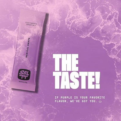 SALTT Electrolytes Powder Flavored Drink Mix - Radical Grape - 30 Hydration Packets - Magnesium