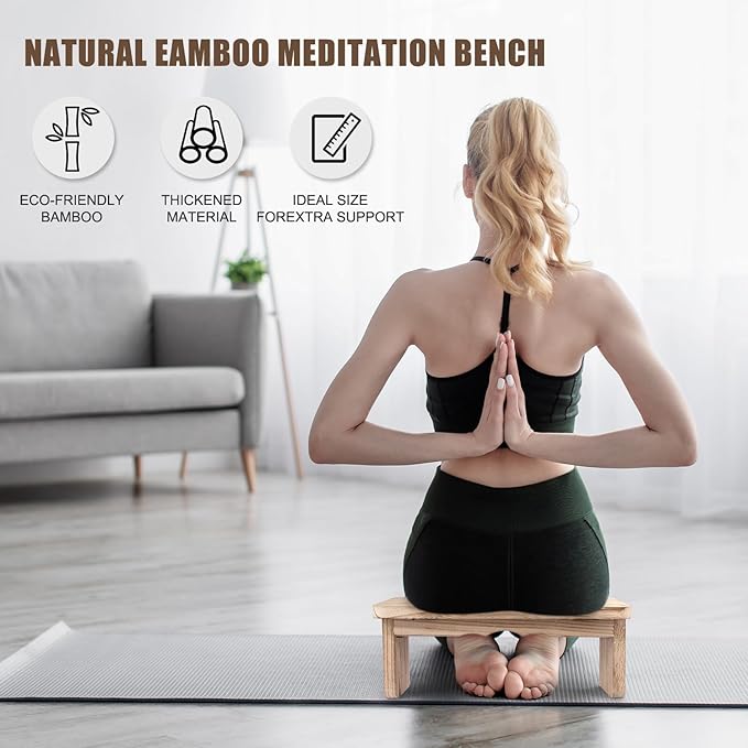 Yoga Meditation Benches - Yoga Bench,Wooden Zen Meditation Stool Kneeling Bench for Yoga Practice