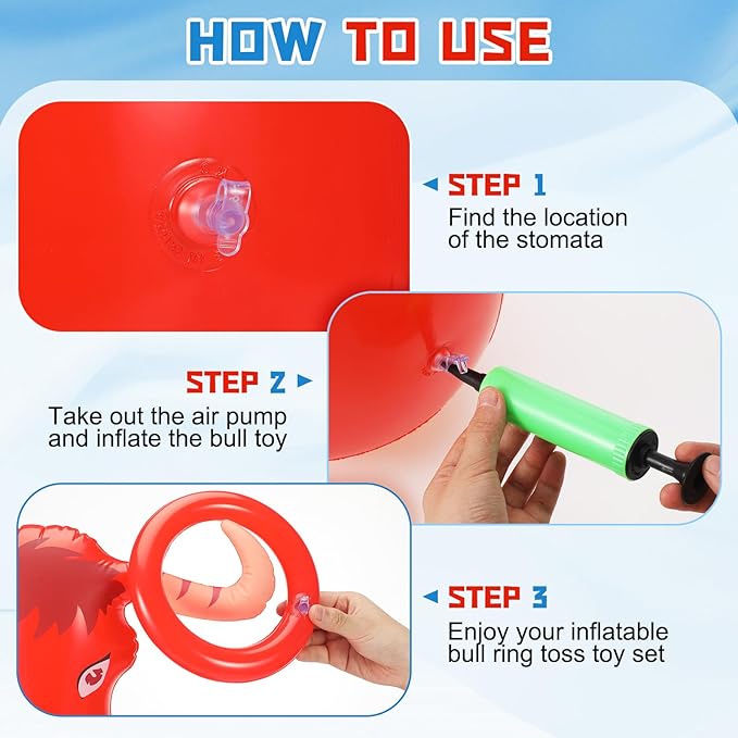 2 Pcs Inflatable Ring Toss Set Include 2 Inflatable Base 12 Rings for Cowboy Fiesta Rodeo Luau