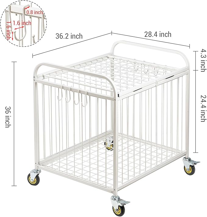 MyGift Large Capacity Metal Rolling Multi Sports Ball Cage Storage Hopper, Gym Equipment Basket
