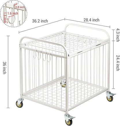 MyGift Large Capacity Metal Rolling Multi Sports Ball Cage Storage Hopper, Gym Equipment Basket