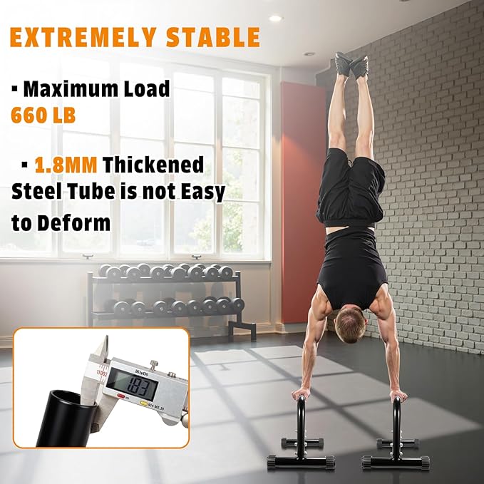 AmazeFan Parallettes Bars, High Steel Push Up Bar Strength Training For Handstands, Calisthenics