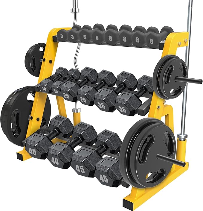 "Kipika Heavy Duty 3 Tier Dumbbell Rack Multifunctional, Weight Rack for Dumbbells, Home Gym
