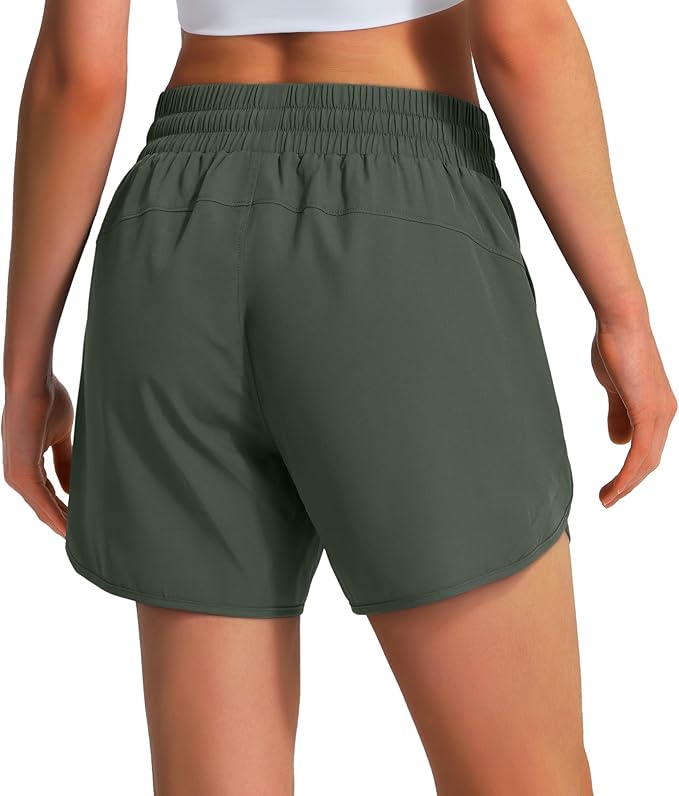 Ksmien Women's 5" Athletic Running Shorts Quick Dry Lightweight Workout Gym Shorts with Zipper