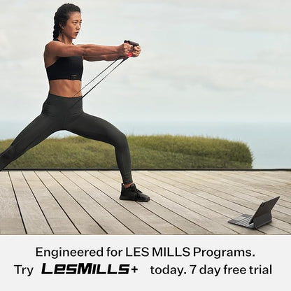 Les Mills™ SMARTBAND™ Workout Resistance Band with Handles, Home Gym Workout Equipment, Elastic