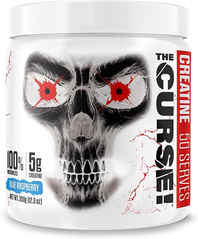 JNX SPORTS The Curse! Creatine Monohydrate Blue Raspberry 50 Servings | Pure Micronized Creatine 5g