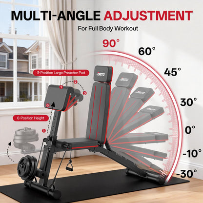 JOROTO Adjustable Weight Bench for Home Gym, 1000 LBS Foldable Incline Decline Flat Workout Bench