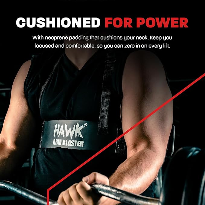 HWK Arm Blaster for Biceps & Triceps, Heavy Duty Aluminum Bicep Blaster with Thick Neoprene Padding