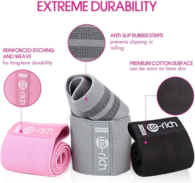 Resistance Bands, Fabric Workout Bands for Women & Men, Cloth Booty Resistance Loop Bands, Thick