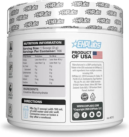 EHP Labs CREA-8 Micronized Creatine Monohydrate Powder - Unflavored Creatine Powder for Muscle