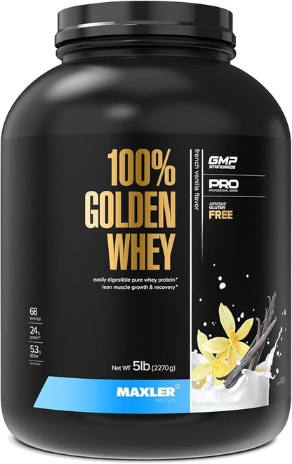 Maxler 100% Golden Whey Protein - 24g of Protein per Serving - Premium Whey Protein Powder for Pre