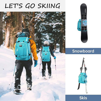 Ski Boot Bag, 50L Ski Boot Travel Backpack for Skis, Snowboard & Accessories, Waterproof Padded Ski