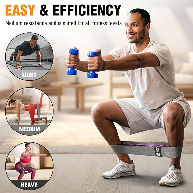 Fabric Resistance Bands for Working Out - Exercise Bands for Women and Men, Booty Bands for Legs