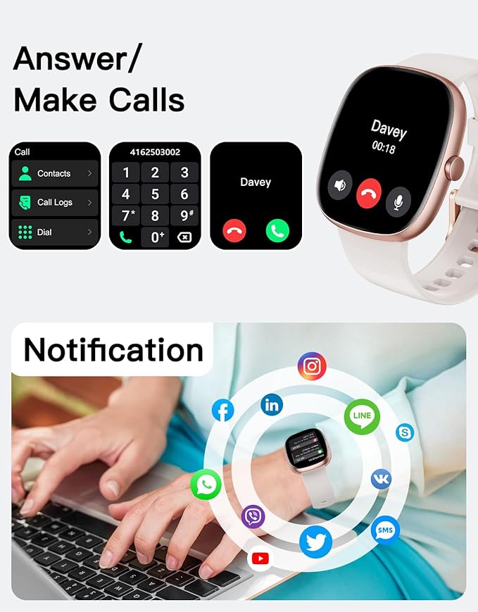 Fitness Tracker 2025 Ver. (Answer/Make Calls), 1.85" Smart Watch Fitness Watches for Women Men with