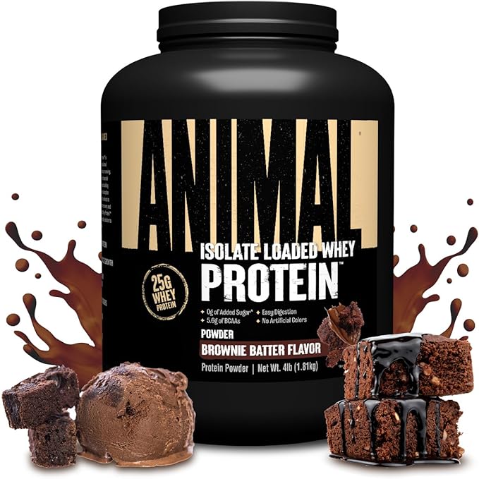 Animal Whey Isolate Protein Powder - Loaded for Pre & Post Workout Muscle Builder and Recovery with